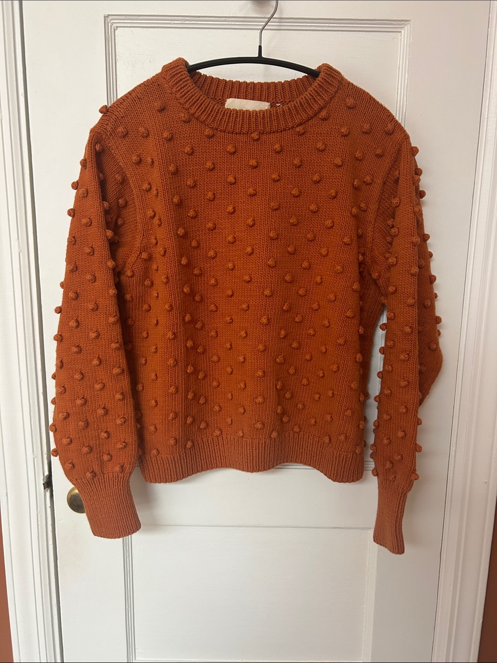 Misha And Puff Popcorn Sweater Cotton Crewneck in Rust